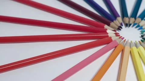 Colorful pensils ring turning Stock Footage 33692023