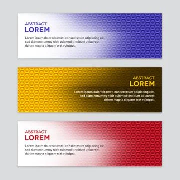 Colorful Perforated Hexagonal Banner Set Stock Illustration