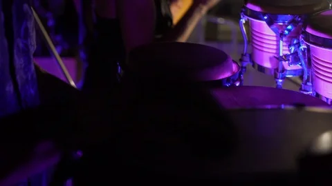 Colorful performance of bongo percussionist Stock Footage 125766721