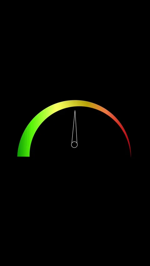 Colorful performance level gauge animation with gradient scale vertical vid.. Stock Footage 317718235