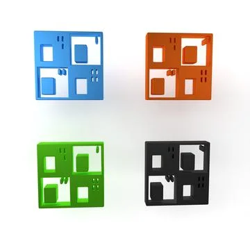 Colorful Periodic table of the elements icon isolated on white background. .. Stock Illustration