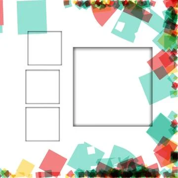 Colorful photo frames, vector illustrations. square borders with various colo Stockillustratie