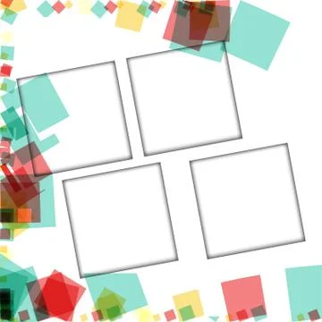 Colorful photo frames, vector illustrations. square borders with various colo Illustrazione stock