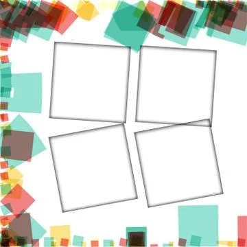 Colorful photo frames, vector illustrations. square borders with various colo Illustrazione stock