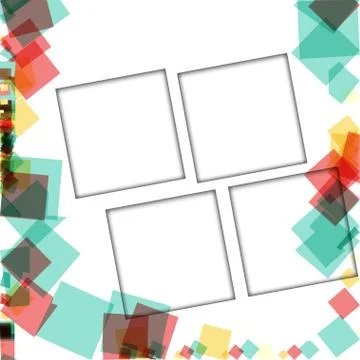 Colorful photo frames, vector illustrations. square borders with various colo Illustrazione stock