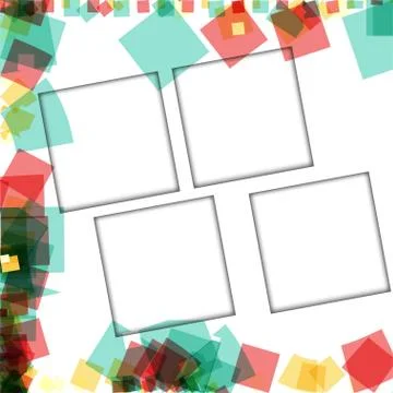 Colorful photo frames, vector illustrations. square borders with various colo Illustrazione stock