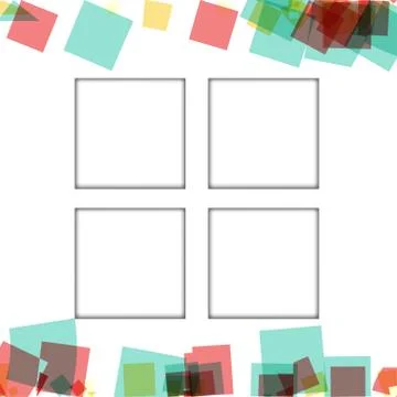 Colorful photo frames, vector illustrations. square borders with various colo Illustrazione stock