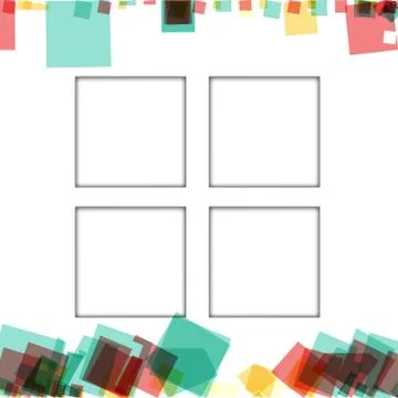 Colorful photo frames, vector illustrations. square borders with various colo Illustrazione stock