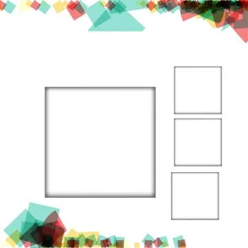 Colorful photo frames, vector illustrations. square borders with various colo Illustrazione stock