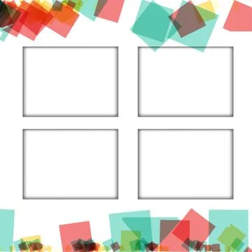 Colorful photo frames, vector illustrations. square borders with various colo Illustrazione stock