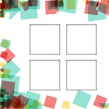 Colorful photo frames, vector illustrations. square borders with various colo Illustrazione stock