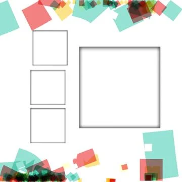 Colorful photo frames, vector illustrations. square borders with various colo Illustrazione stock