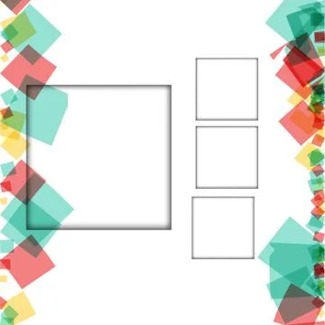 Colorful photo frames, vector illustrations. square borders with various colo Stockillustratie