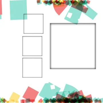 Colorful photo frames, vector illustrations. square borders with various colo Stock Illustration