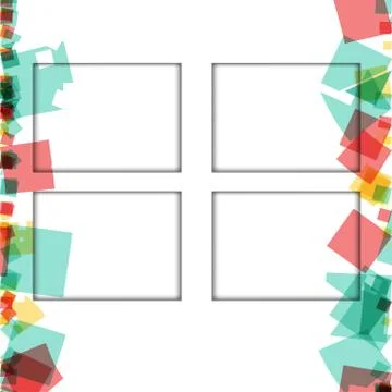 Colorful photo frames, vector illustrations. square borders with various colo Illustrazione stock