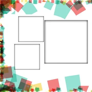 Colorful photo frames, vector illustrations. square borders with various colo Illustrazione stock