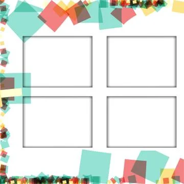 Colorful photo frames, vector illustrations. square borders with various colo Illustrazione stock