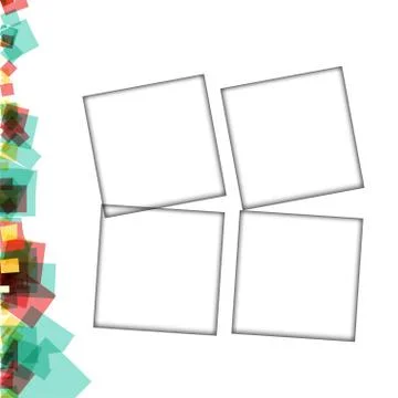 Colorful photo frames, vector illustrations. square borders with various colo Illustrazione stock