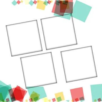 Colorful photo frames, vector illustrations. square borders with various colo Illustrazione stock