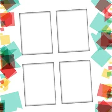 Colorful photo frames, vector illustrations. square borders with various colo Illustrazione stock