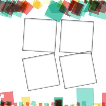 Colorful photo frames, vector illustrations. square borders with various colo Stock Illustration