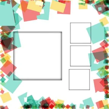 Colorful photo frames, vector illustrations. square borders with various colo Stock Illustration