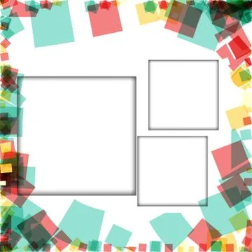 Colorful photo frames, vector illustrations. square borders with various colo Illustrazione stock