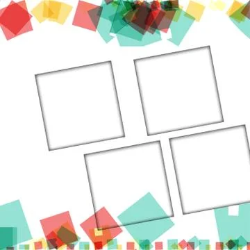 Colorful photo frames, vector illustrations. square borders with various colo Illustrazione stock