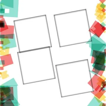 Colorful photo frames, vector illustrations. square borders with various colo Stock Illustration