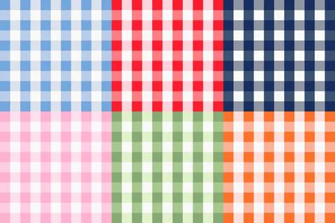 Colorful Picnic Cloth Pattern Set Stock Illustration