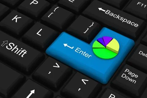 Colorful pie chart on enter key Stock Illustration