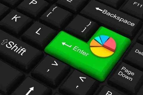 Colorful pie chart on enter key Stock Illustration