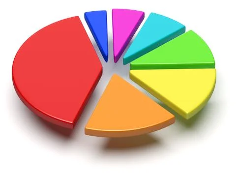 Colorful pie chart with flying separated segments Stock Illustration