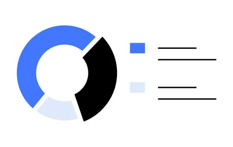 Colorful Pie Chart with Horizontal Lines for Data Visualization and Busines.. 스톡 일러스트