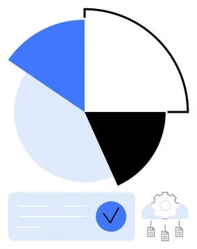 Colorful Pie Chart with Key Elements for Data Analysis and Automation Stock Illustration