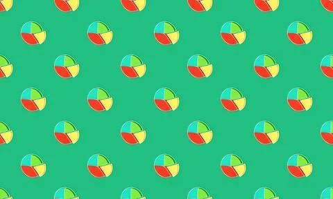 Colorful pie chart pattern on green background Stock Illustration