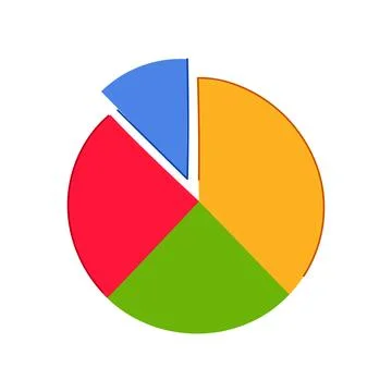 Colorful pie chart presenting data analysis and market share Stock Illustration