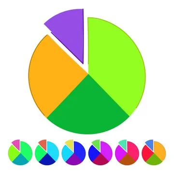 Colorful pie chart presenting data analysis and market share graphic Stock Illustration