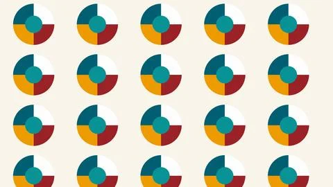 Colorful pie chart segments grid layout design illustration Stock Illustration