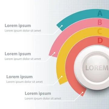 Colorful pie chart with white 3d circle for website presentation cover poster Stock Illustration