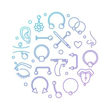Colorful piercing vector round illustration on white background Stock Illustration