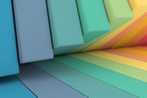 Colorful piling boxes abstract background 3D render illustration Stock Illustration