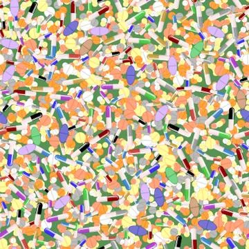 Colorful Pills Blisters Seamless Pattern Stock Illustration