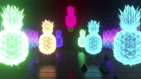 Colorful Pineapple Dance Vj Stock-Footage 237100373