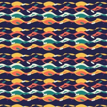 Colorful pixel art wave patterns on dark background illustration Stock Illustration