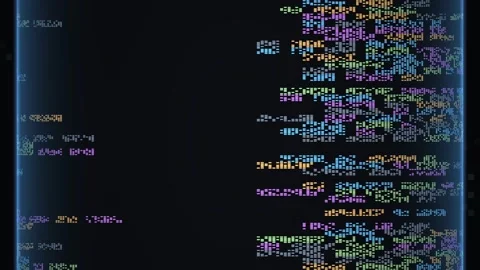 Colorful Pixel Data Streams on Black Seamless Loop Stock Footage 340550475