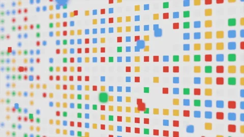 Colorful pixel display creates an engaging art piece showcasing vibrant shapes Stock Footage 321961060