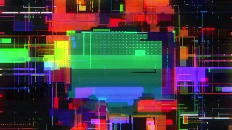Colorful Pixel Glitch Interface Abstract Tech Background Loop Video stock 336852496