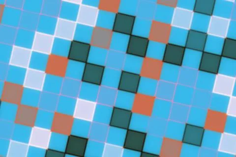 Colorful pixel mosaic pattern with blue green and orange tiles Stock Illustration