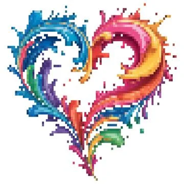 Colorful Pixel Splash Heart Vector Illustration Ilustración de archivo
